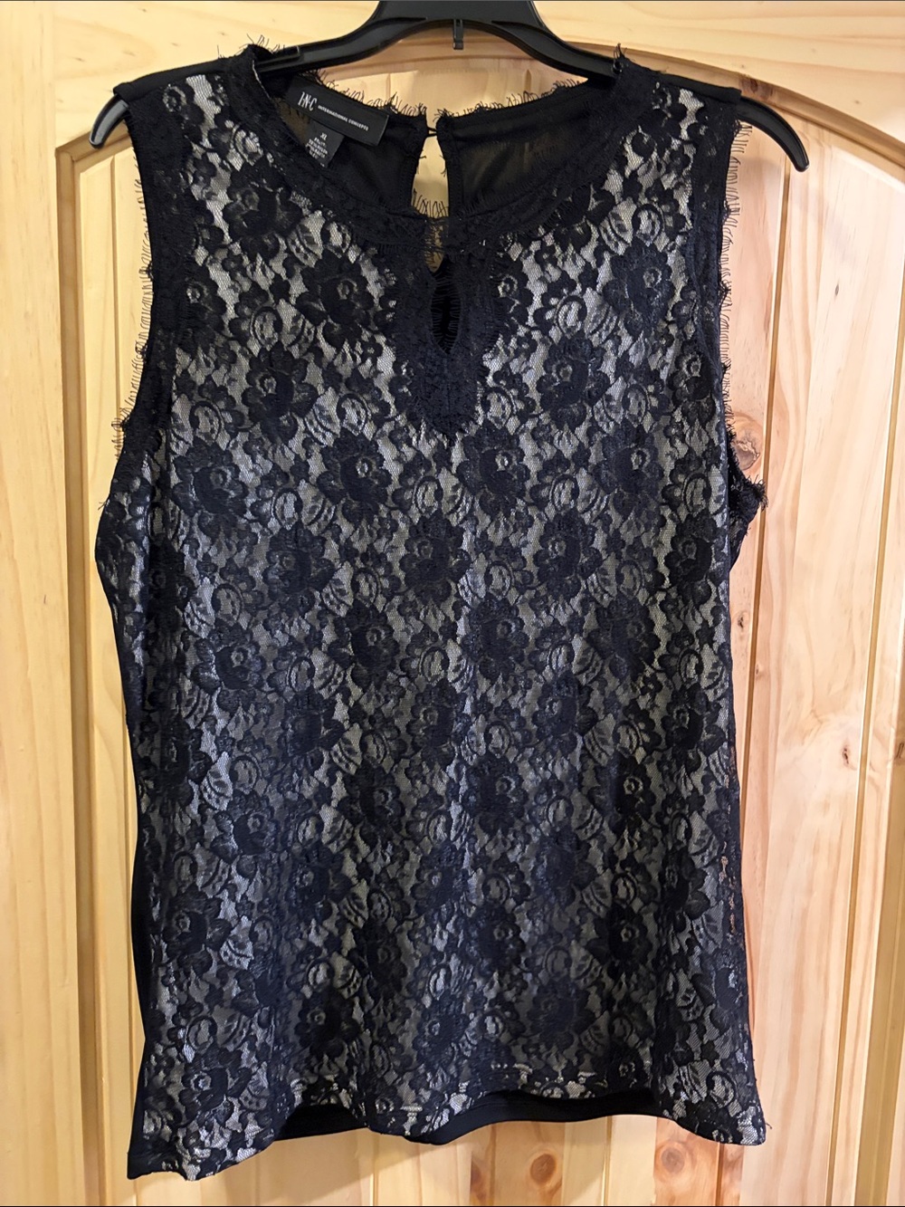 INC International Concepts Black Lace Tank Top